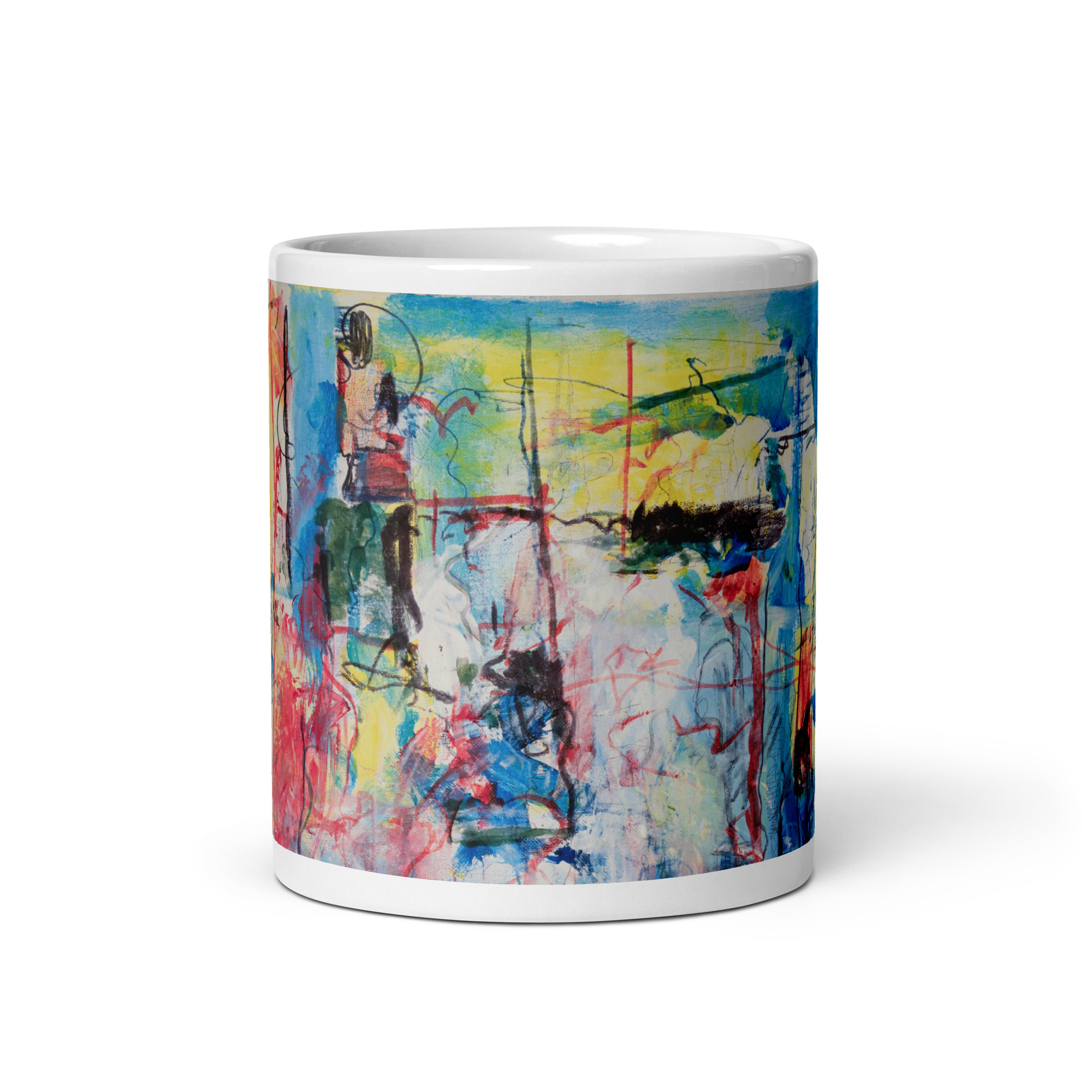 white-glossy-mug-white-11-oz-front-view-6631327d3dda4.jpg Hearts With River Logo - Mug with Red Inside
