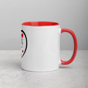 Hearts with River logo white mug