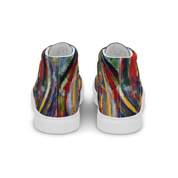 Rebirth - Women’s High Top Canvas Shoes — white, back view