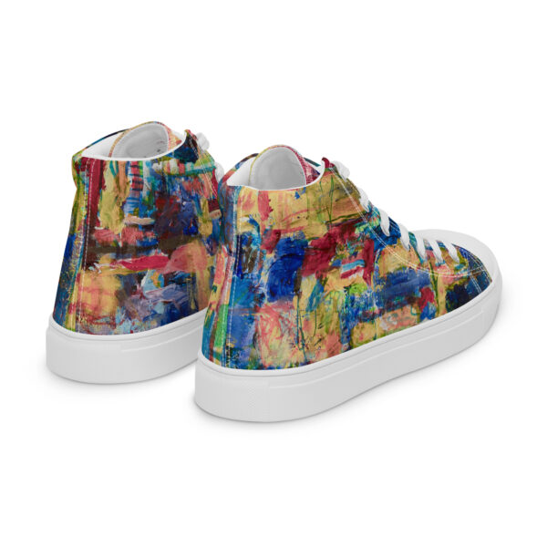 Home - Women’s High Top Canvas Shoes — white, right back view