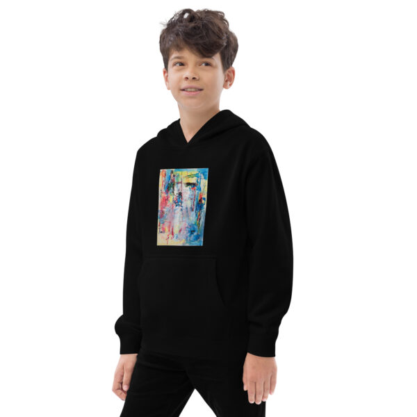 My Story - Kids fleece hoodie — black, left front view
