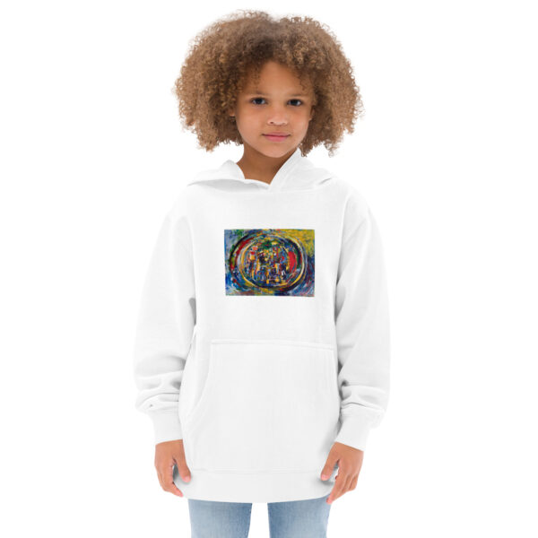 kids-fleece-hoodie-white-front-696a627131631.jpg Rebirth - Kids fleece hoodie — white, front view