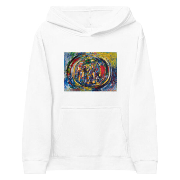 kids-fleece-hoodie-white-front-696a627131909.jpg Rebirth - Kids fleece hoodie — white, front view