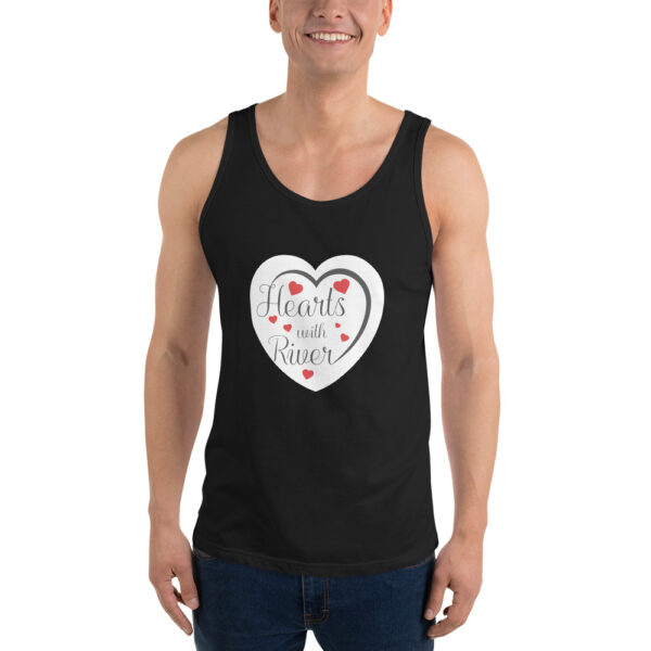mens-staple-tank-top-black-front-6966b8503192a.jpg Hearts With River Logo - Men's Tank Top — black, front view