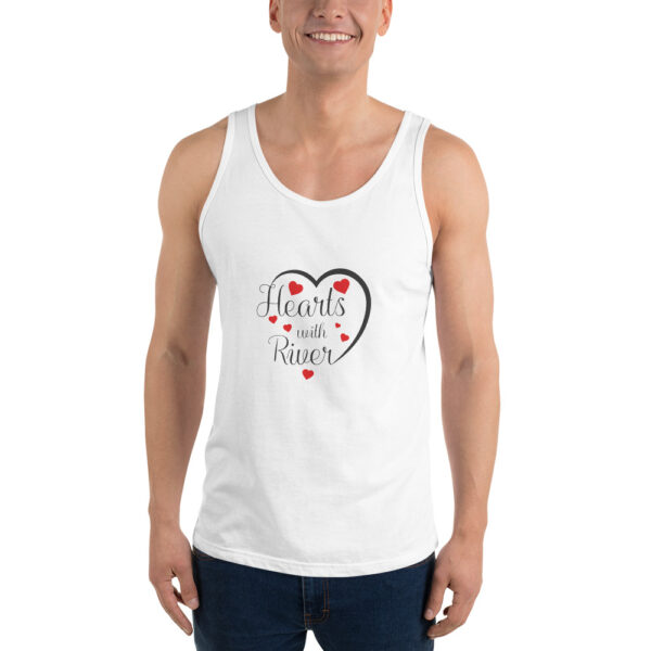 mens-staple-tank-top-white-front-6966b85031f23.jpg Hearts With River Logo - Men's Tank Top — white, front view