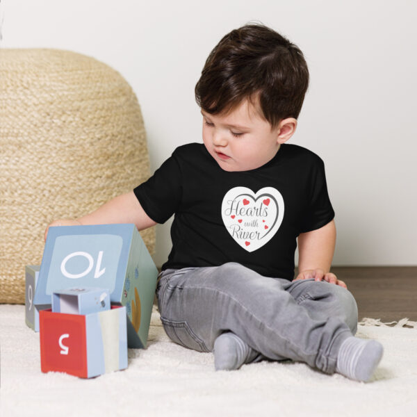 Hearts With River Logo - Toddler Short Sleeve T-shirt — black, front view