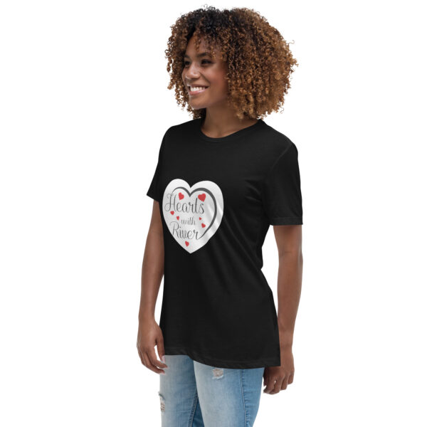 womens-relaxed-t-shirt-black-left-front-6966afdf03a48.jpg Hearts With River Logo - Women's Relaxed T-Shirt — black, left front view