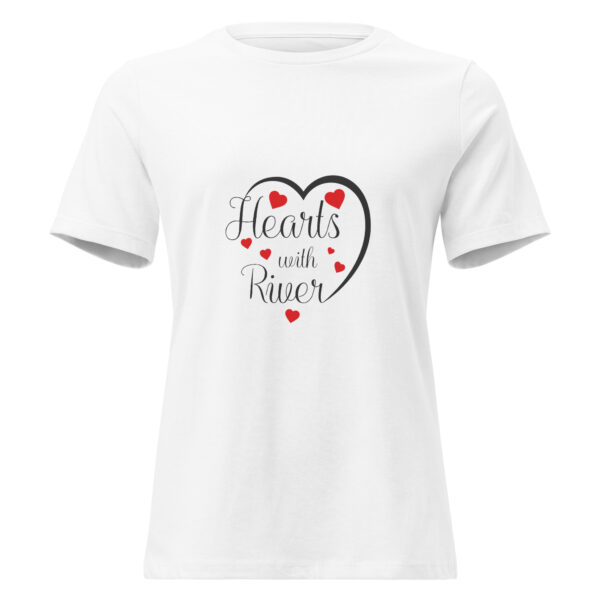 womens-relaxed-t-shirt-white-front-6966afdf04416.jpg Hearts With River Logo - Women's Relaxed T-Shirt — white, front view