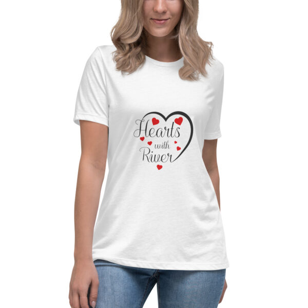 womens-relaxed-t-shirt-white-front-6966afdf061dc.jpg Hearts With River Logo - Women's Relaxed T-Shirt — white, front view