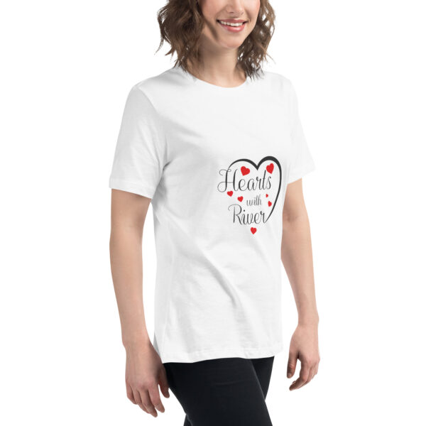 womens-relaxed-t-shirt-white-right-front-6966afdf058a4.jpg Hearts With River Logo - Women's Relaxed T-Shirt — white, right front view