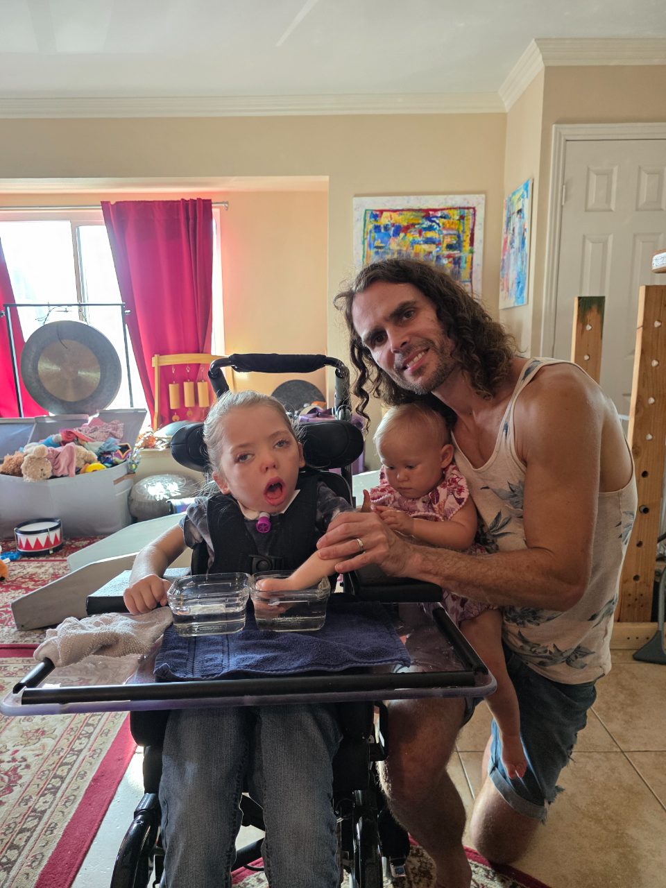 River with his dad and little sister