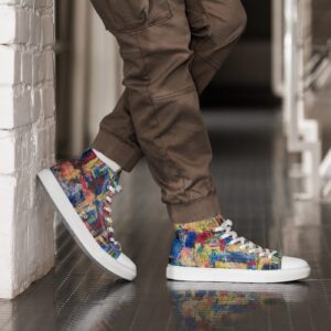 Home - Men’s High Top Canvas Shoes — worn by a model Home - Men’s High Top Canvas Shoes — worn by a model