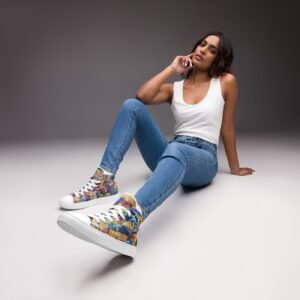 Home - Women’s High Top Canvas Shoes — worn by a model Home - Women’s High Top Canvas Shoes — worn by a model