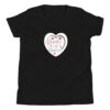 Hearts With River Logo - Youth Short Sleeve T-Shirt — black, flat garment view