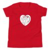 Hearts With River Logo - Youth Short Sleeve T-Shirt — red, flat garment view