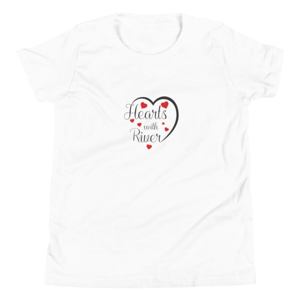 Hearts With River Logo - Youth Short Sleeve T-Shirt — white, flat garment view