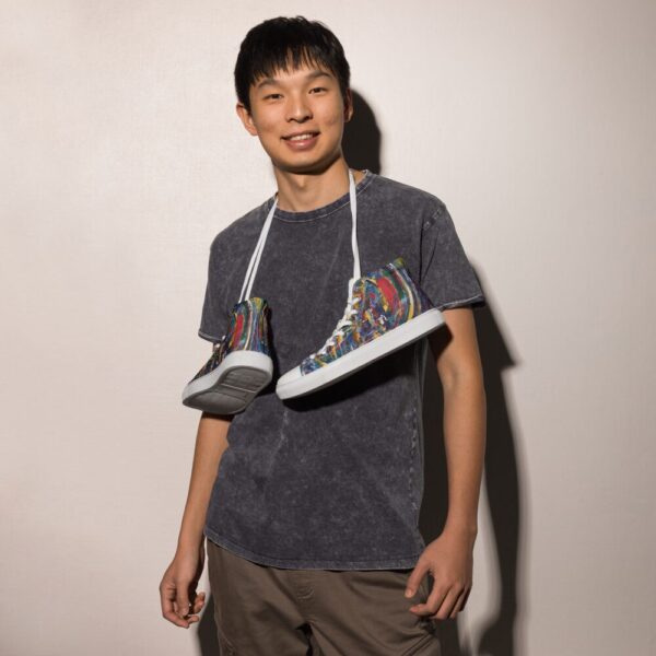 Rebirth - Men’s High Top Canvas Shoes — worn by a model Rebirth - Men’s High Top Canvas Shoes — worn by a model