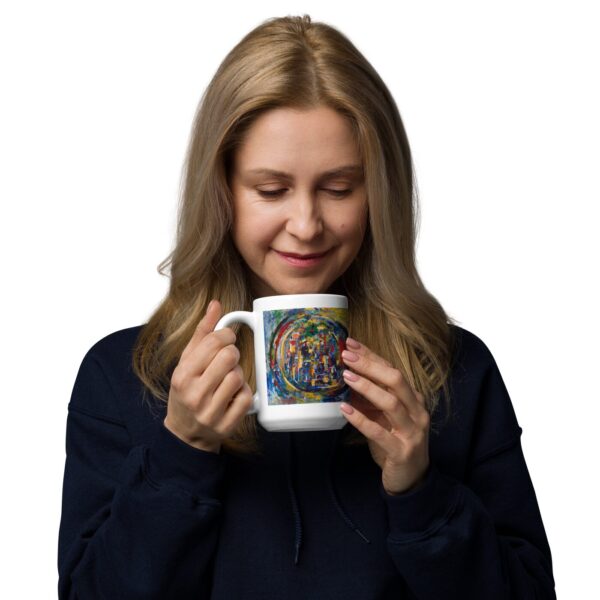 Rebirth - White Glossy Mug — held in hand Rebirth - White Glossy Mug — held in hand