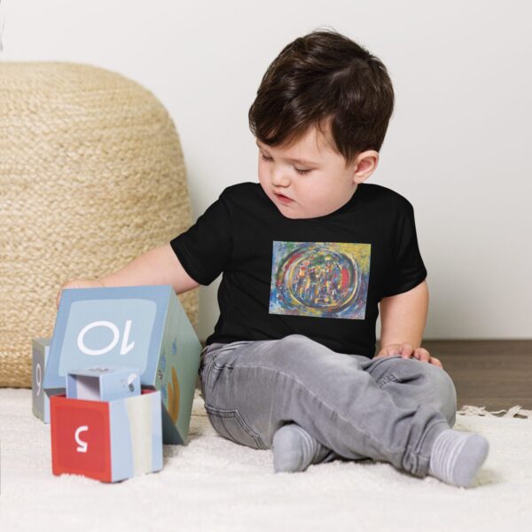 Rebirth - Toddler Short Sleeve T-shirt — worn by a model Rebirth - Toddler Short Sleeve T-shirt — worn by a model