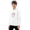 Hearts With River Logo - Kids fleece hoodie — white, left front view