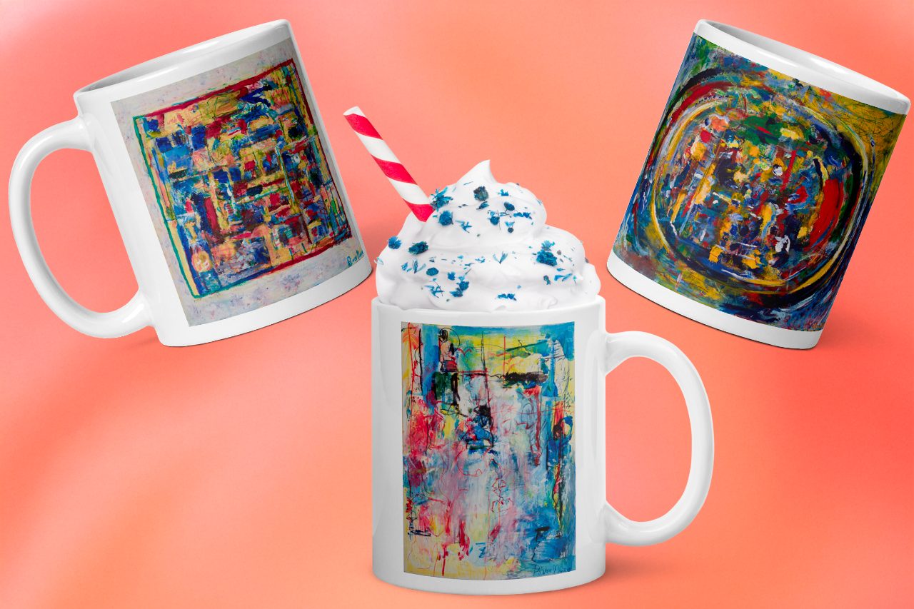 Mugs featuring River’s art