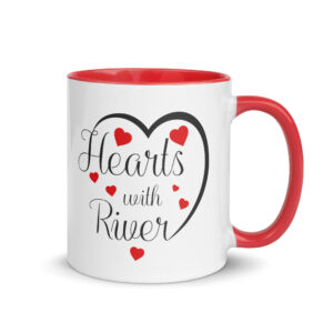 Hearts With River Logo - Mug with Red Inside — red, 11 oz, right side view