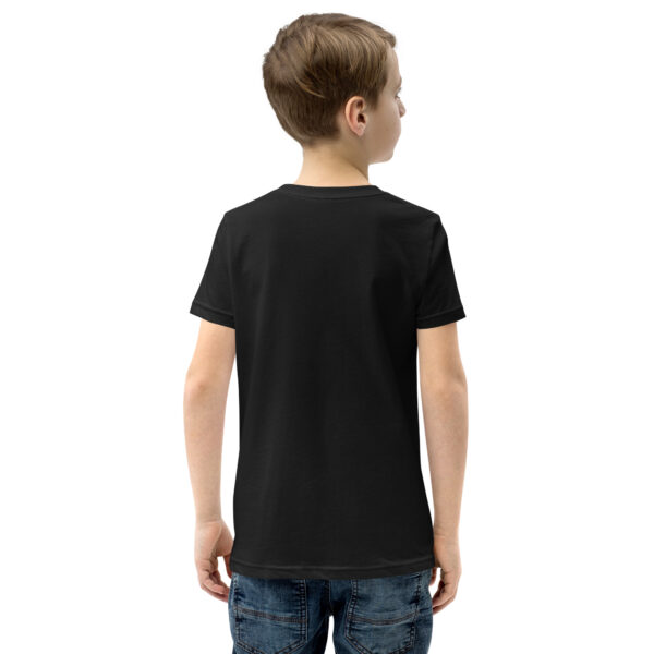 Hearts With River Logo - Youth Short Sleeve T-Shirt — black, back view