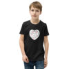 Hearts With River Logo - Youth Short Sleeve T-Shirt — black, front view