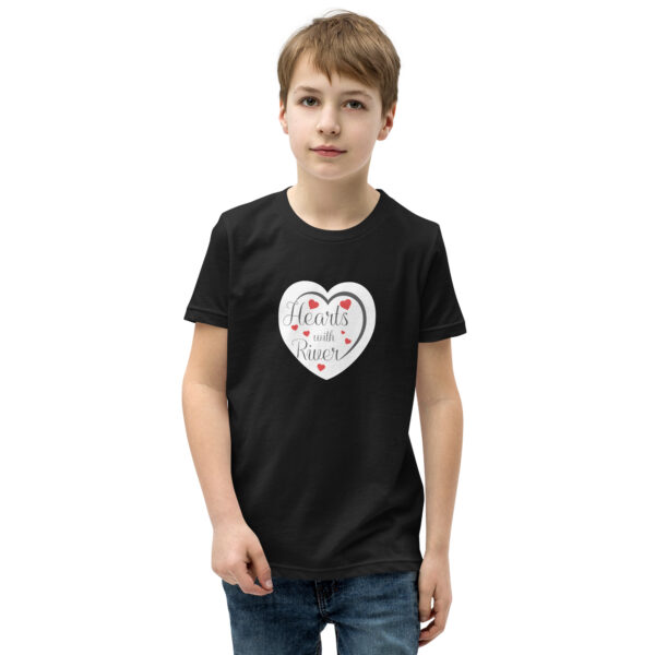 Hearts With River Logo - Youth Short Sleeve T-Shirt — black, front view