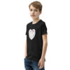 Hearts With River Logo - Youth Short Sleeve T-Shirt — black, left front view