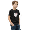 Hearts With River Logo - Youth Short Sleeve T-Shirt — black, right front view
