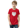 Hearts With River Logo - Youth Short Sleeve T-Shirt — red, front view