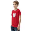 Hearts With River Logo - Youth Short Sleeve T-Shirt — red, left front view