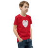 Hearts With River Logo - Youth Short Sleeve T-Shirt — red, right front view