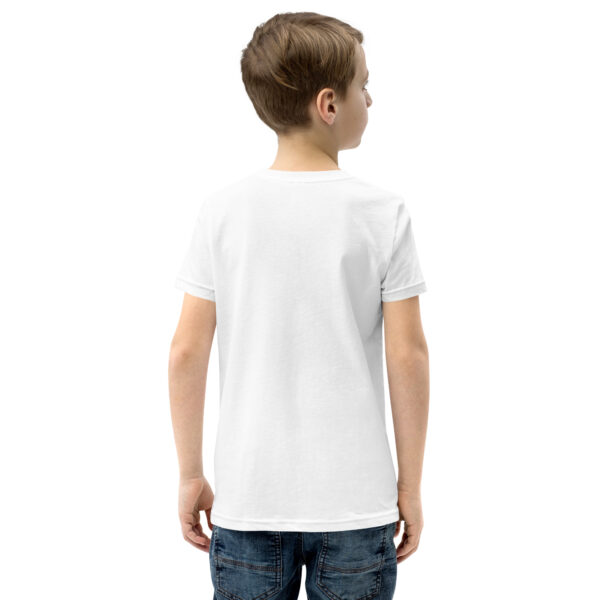 Hearts With River Logo - Youth Short Sleeve T-Shirt — white, back view