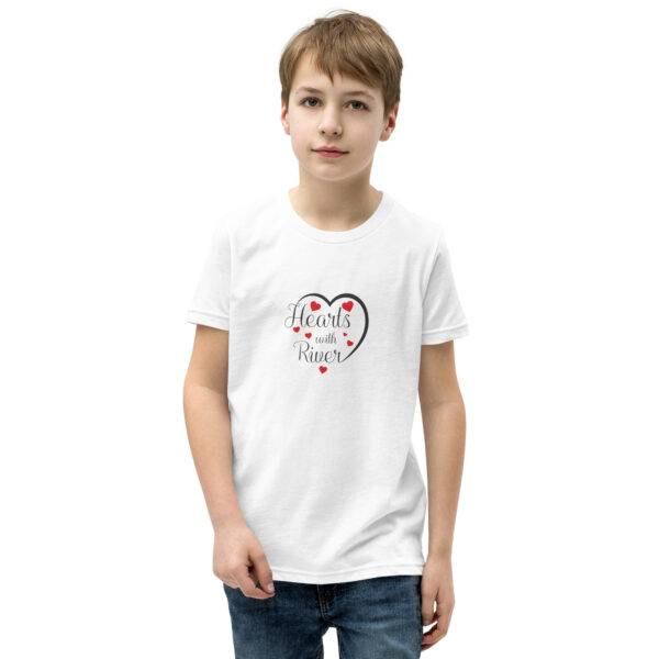 Hearts With River Logo - Youth Short Sleeve T-Shirt — white, front view