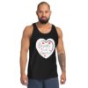 Hearts With River Logo - Men's Tank Top — worn by a model Hearts With River Logo - Men's Tank Top — worn by a model