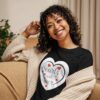 Hearts With River Logo – Women’s Relaxed T-Shirt — worn by a model Hearts With River Logo - Women's Relaxed T-Shirt — worn by a model