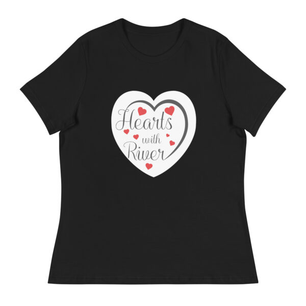 womens-relaxed-t-shirt-black-front-6a7fb0fe2d3de.jpg Hearts With River Logo - Women's Relaxed T-Shirt