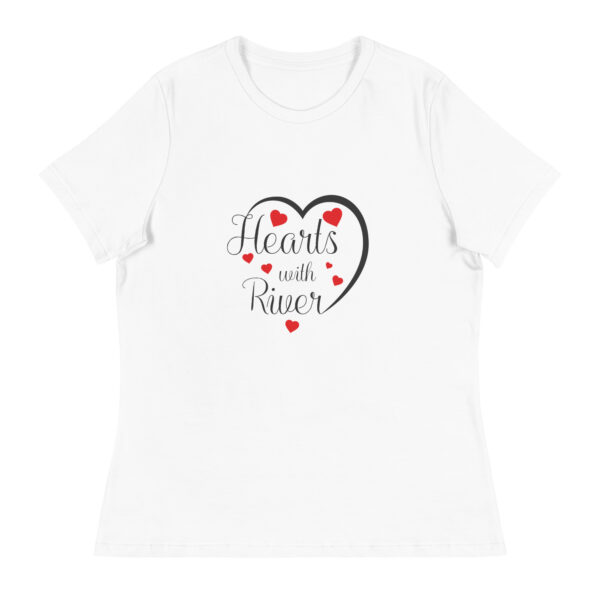 womens-relaxed-t-shirt-white-front-6a7fb0fe2ebc7.jpg Hearts With River Logo - Women's Relaxed T-Shirt